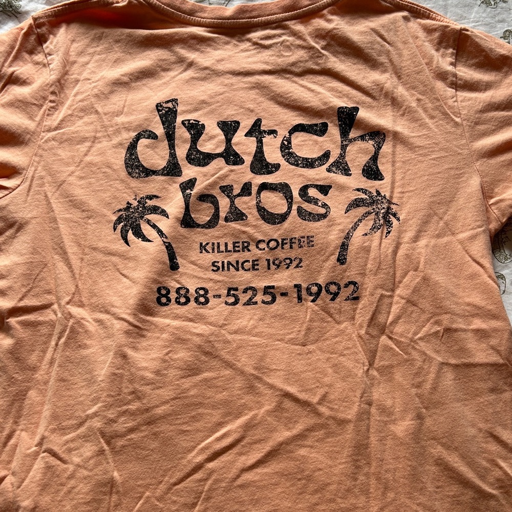 pink distressed dutch bros tee